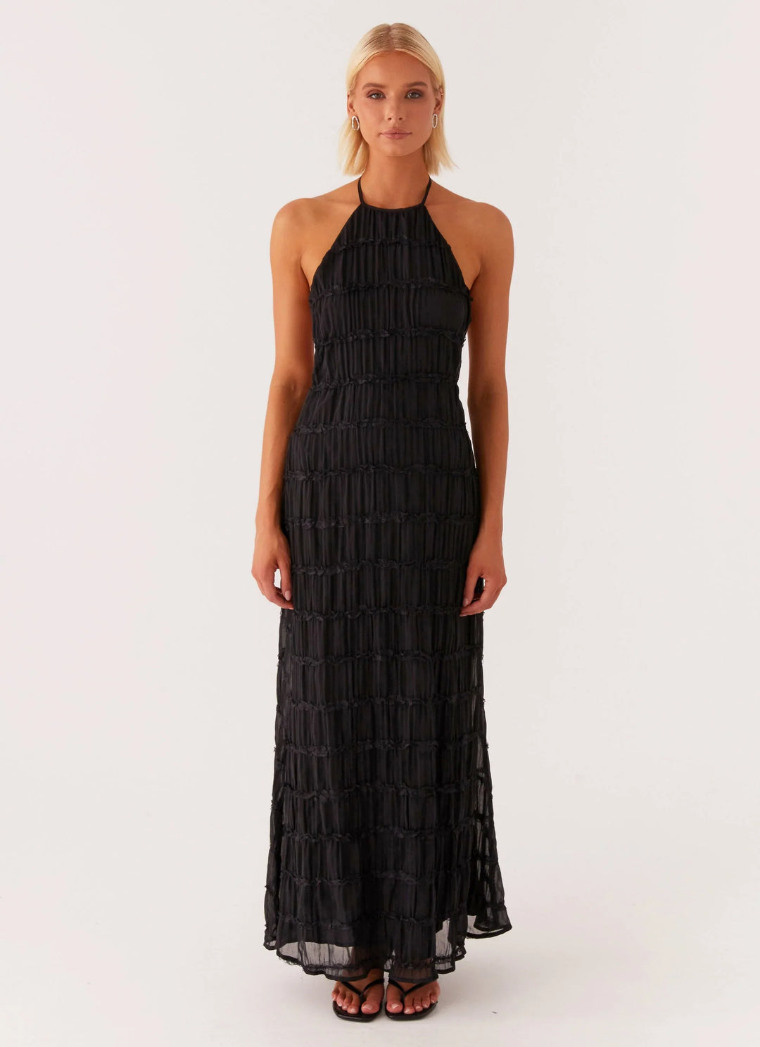 Caroline - Textured Halter Maxi Dress