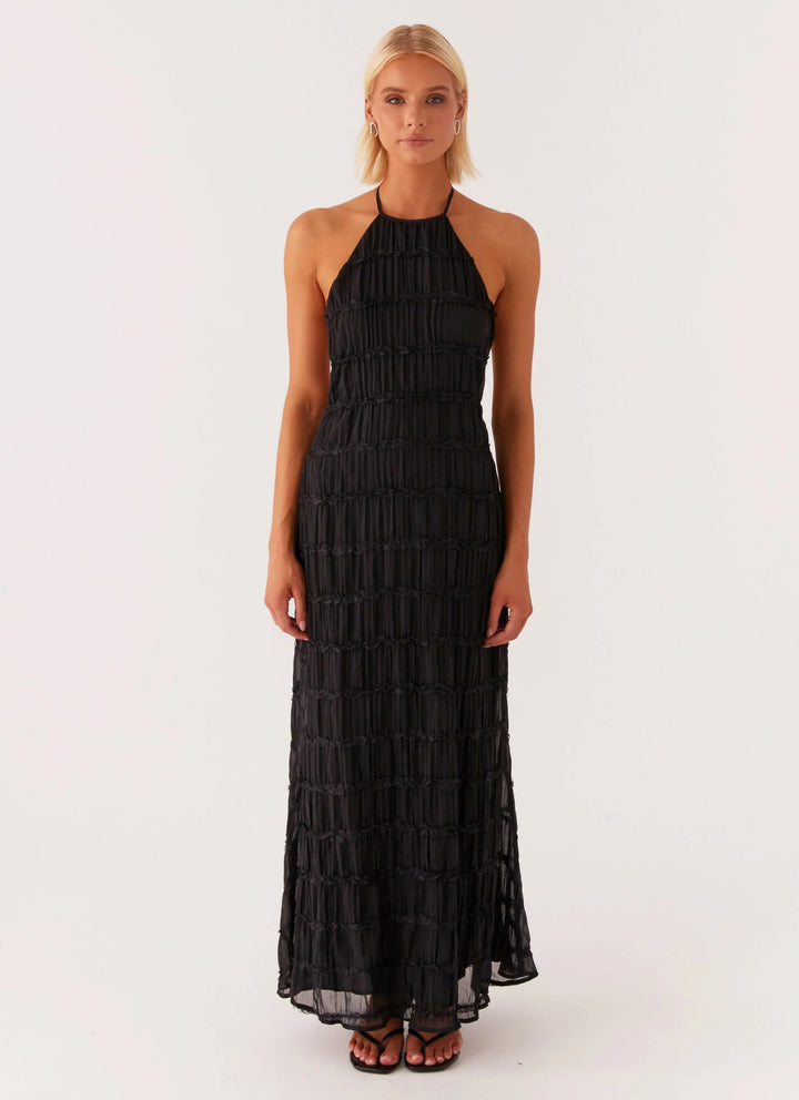 Caroline - Textured Halter Maxi Dress