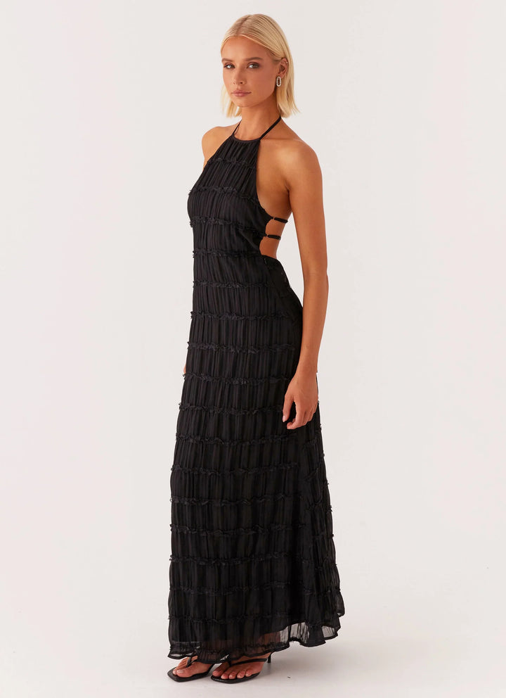 Caroline - Textured Halter Maxi Dress