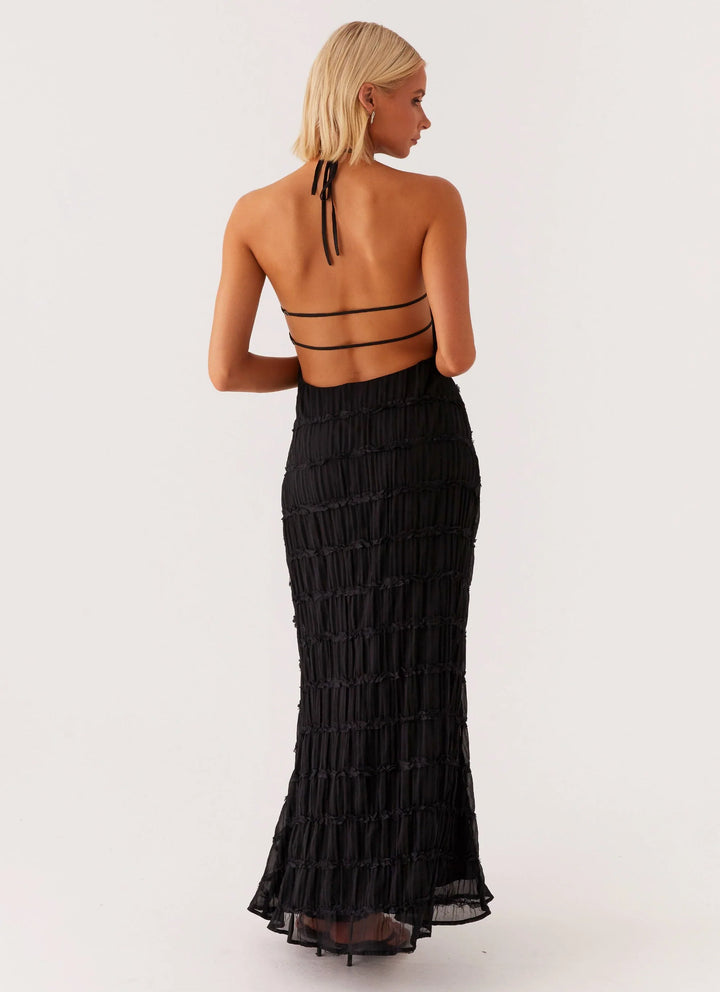 Caroline - Textured Halter Maxi Dress
