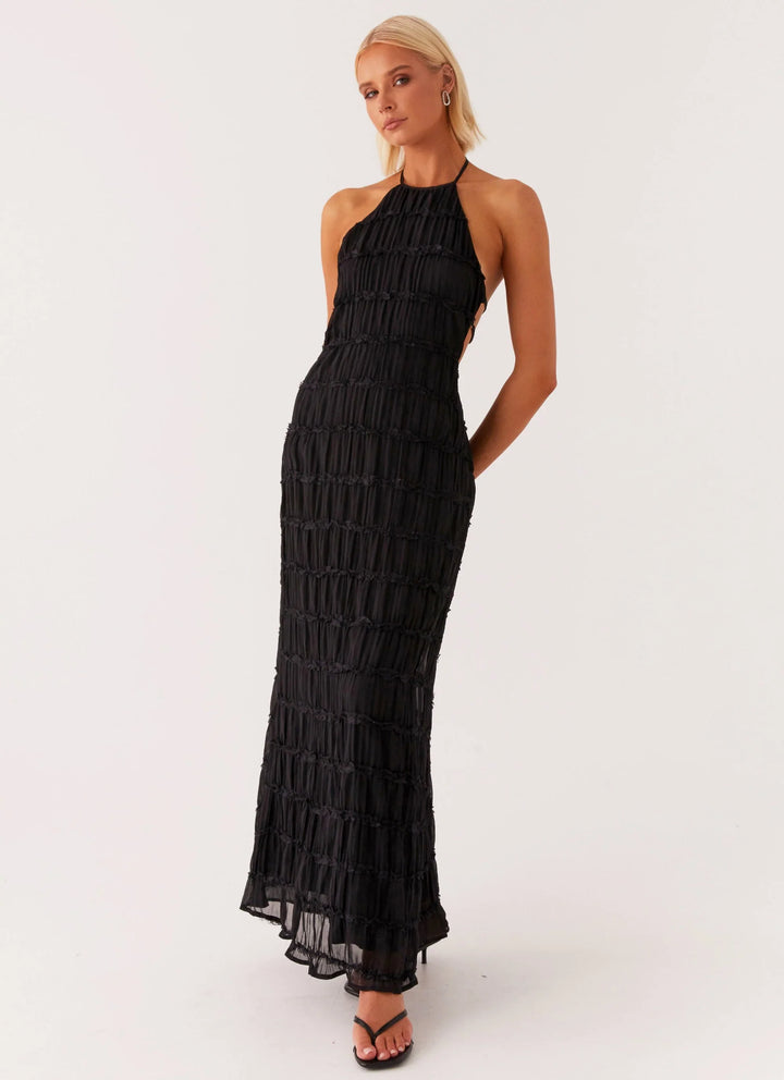 Caroline - Textured Halter Maxi Dress