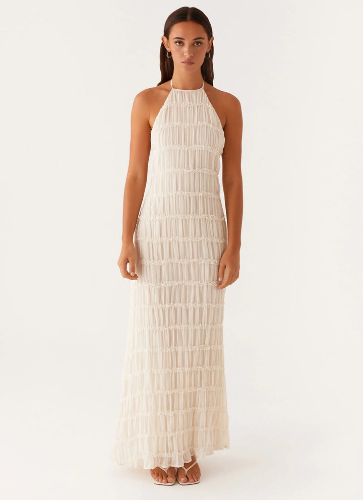 Caroline - Textured Halter Maxi Dress