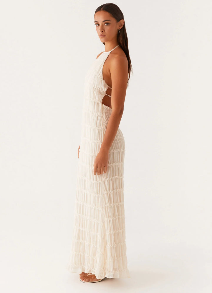 Caroline - Textured Halter Maxi Dress