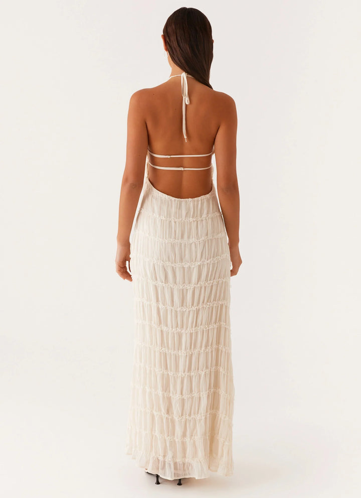 Caroline - Textured Halter Maxi Dress