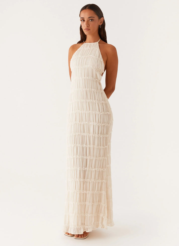 Caroline - Textured Halter Maxi Dress