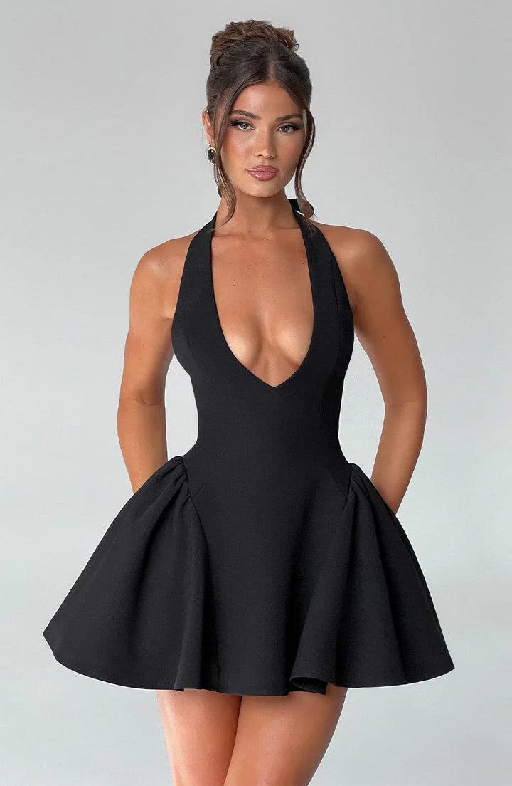 Aurora - Sculpted Halter Mini Dress