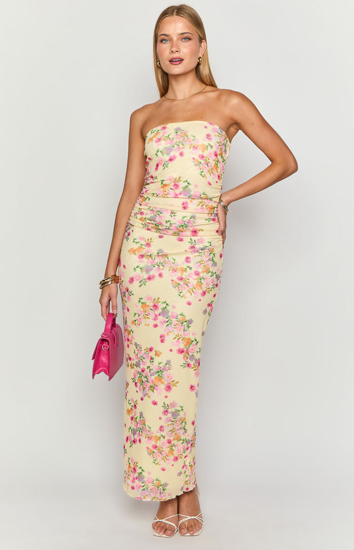 Elowen - Floral Strapless Maxi Dress